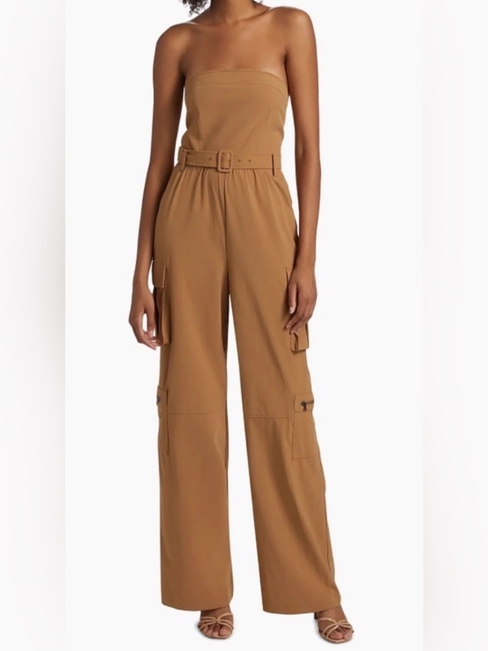 Alice and olivia Wide-Leg Cargo Jumpsuit in Camel